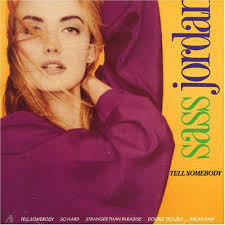 The cover of Sass Jordan's debut album, "Tell Somebody," released in 1988 (photo courtesy of Sass Jordan)