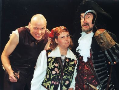 Penner (R) in a 2006 production of Peter Pan by the Manitoba Theatre for Young People (photo courtesy of Fred Penner)