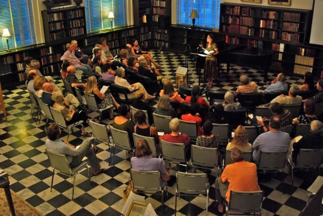 Beasley in 2011 reading for the Poetry Society of South Carolina (photo courtesy of Sandra Beasley)