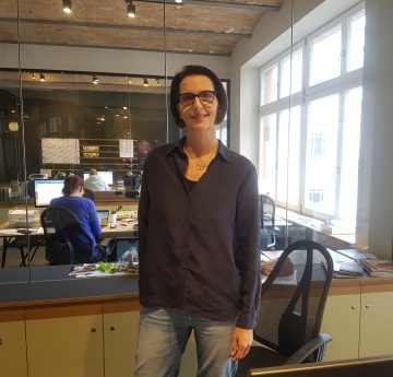 Diana Schniedermeier at her Interactive Media Foundation office in Berlin (photo by Anita Malhotra)