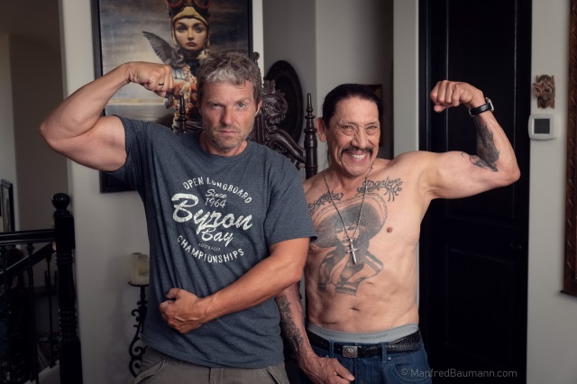Manfred Baumann posing with actor Danny Trejo (photo by Manfred Baumann)