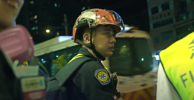 The volunteer paramedic in "Hong Kong Moments" (photo courtesy of Zhou Bing)