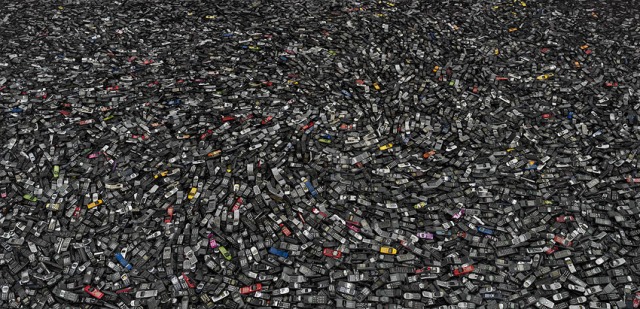 "Cell phones #2" (Atlanta, 2005) from Chris Jordan's series "Intolerable Beauty," depicting thousands of discarded cellphones, (photo courtesy of Chris Jordan)