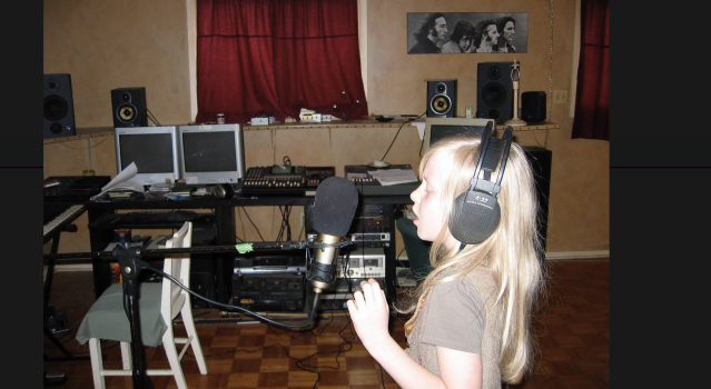 Dani Kristina recording a song at the age of 7 (photo courtesy of Dani Kristina)
